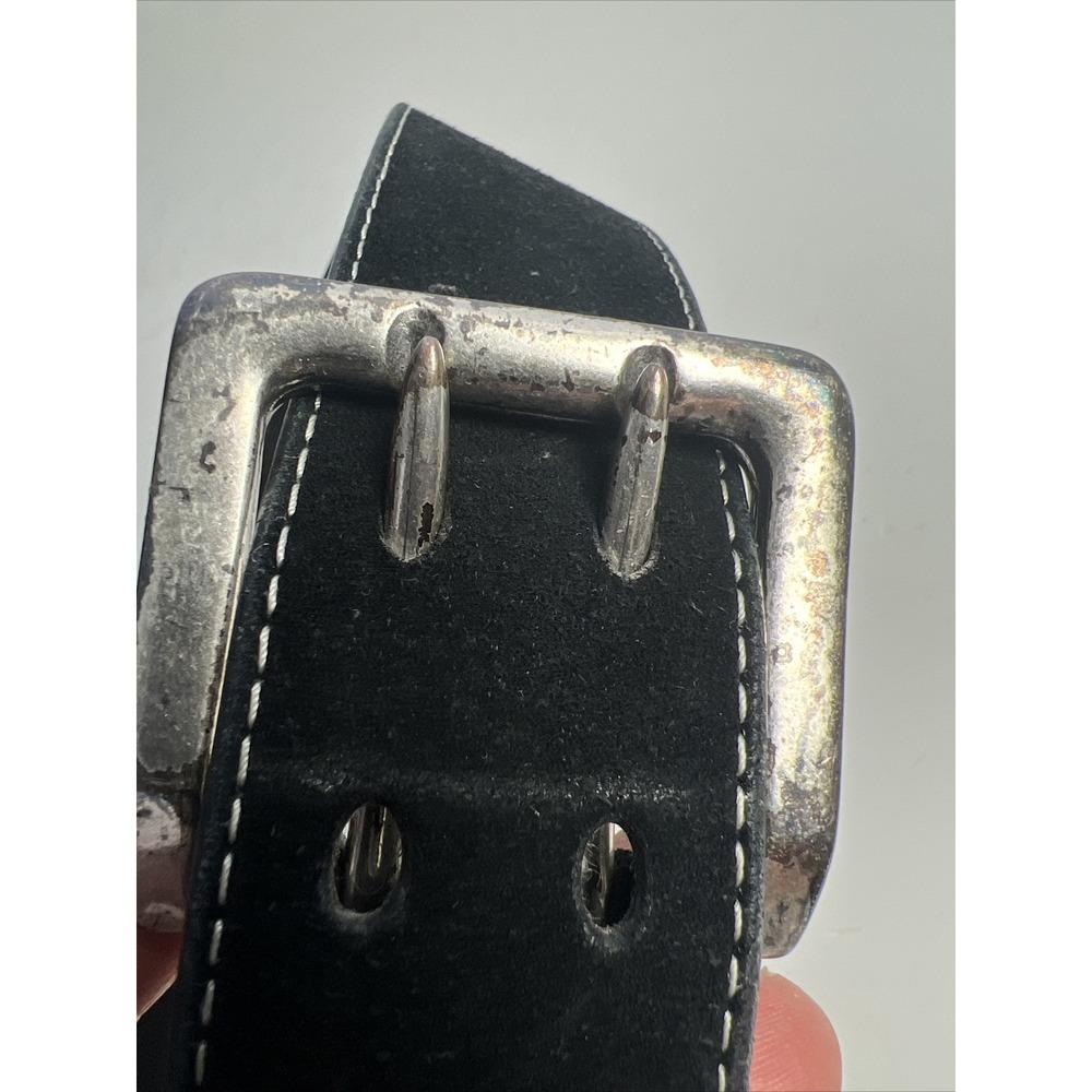 Dimensions by WCM Black Suede Italian leather belt woman's M D078 01 Y2k